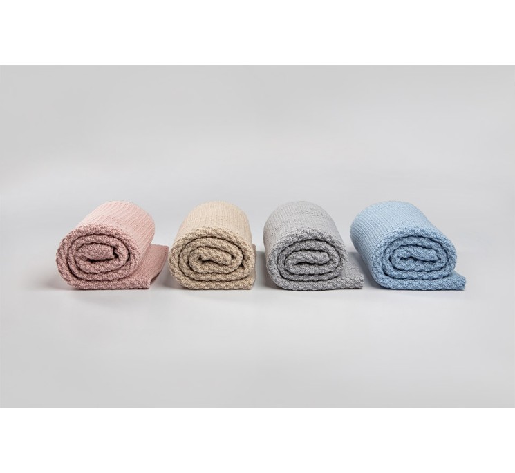 Kocyk ze 100% wełny merino baby blue - premium collection