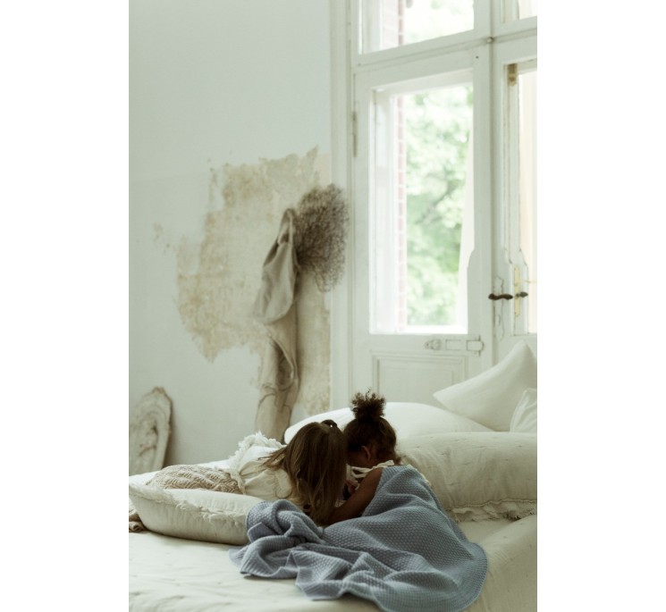Kocyk ze 100% wełny merino baby blue - premium collection