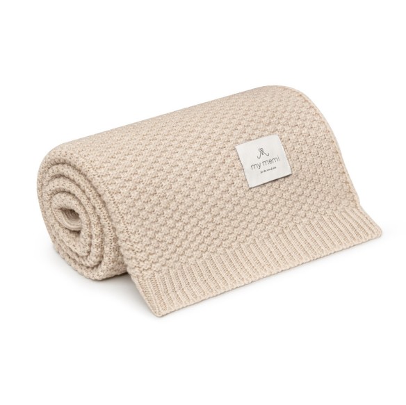 Kocyk ze 100% wełny merino warm beige - premium collection