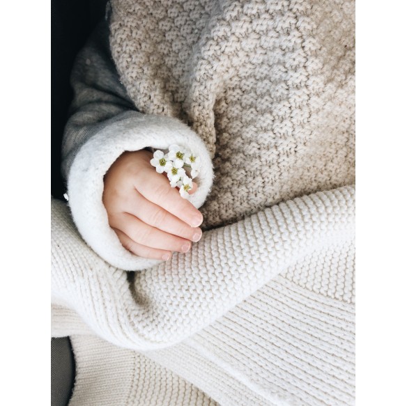 Kocyk ze 100% wełny merino warm beige - premium collection
