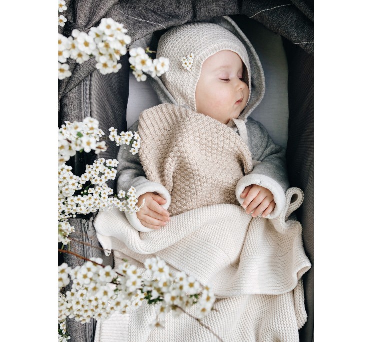 Kocyk ze 100% wełny merino warm beige - premium collection