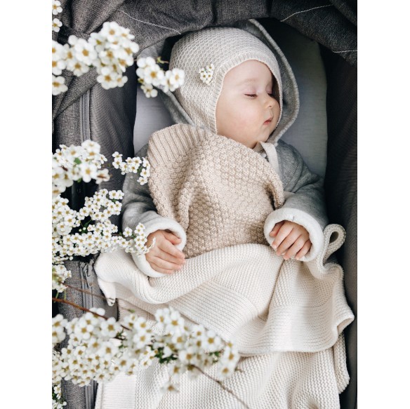 Kocyk ze 100% wełny merino warm beige - premium collection