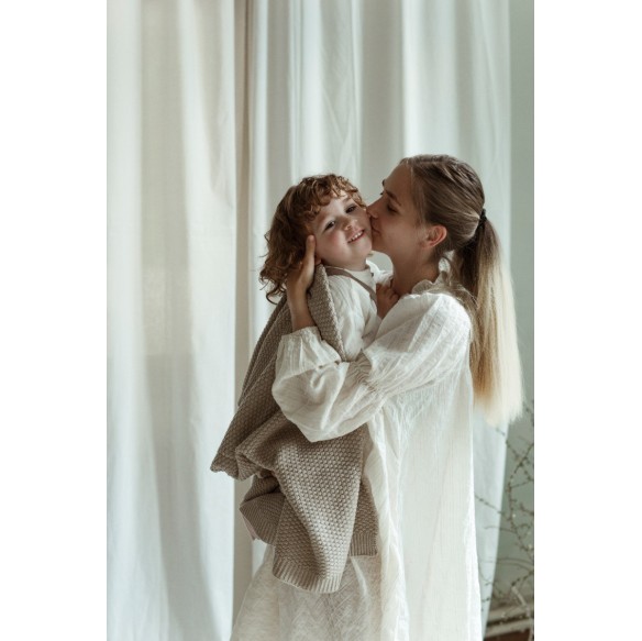 Kocyk ze 100% wełny merino warm beige - premium collection