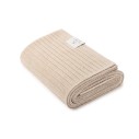 Kocyk ze 100% wełny merino warm beige w prążek - premium collection