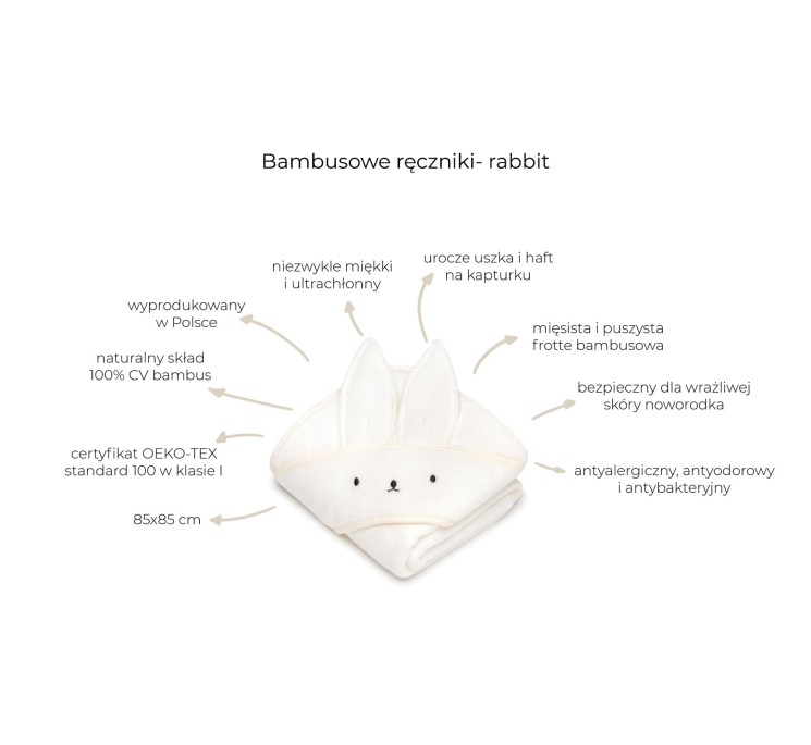 Bambusowy ręcznik beige - rabbit