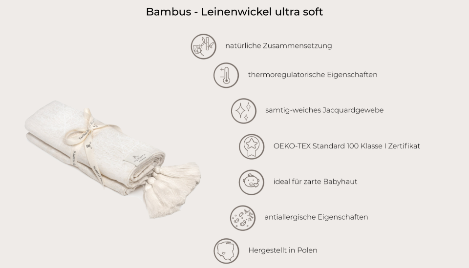 Bambus - Leinenwickel 75x100 ultra soft MY MEMI