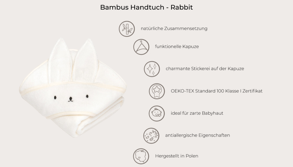 Bambus Handtuch Beige - Rabbit MY MEMI
