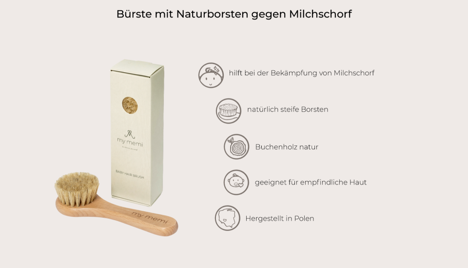 Bürste mit Naturborsten gegen Milchschorf MY MEMI