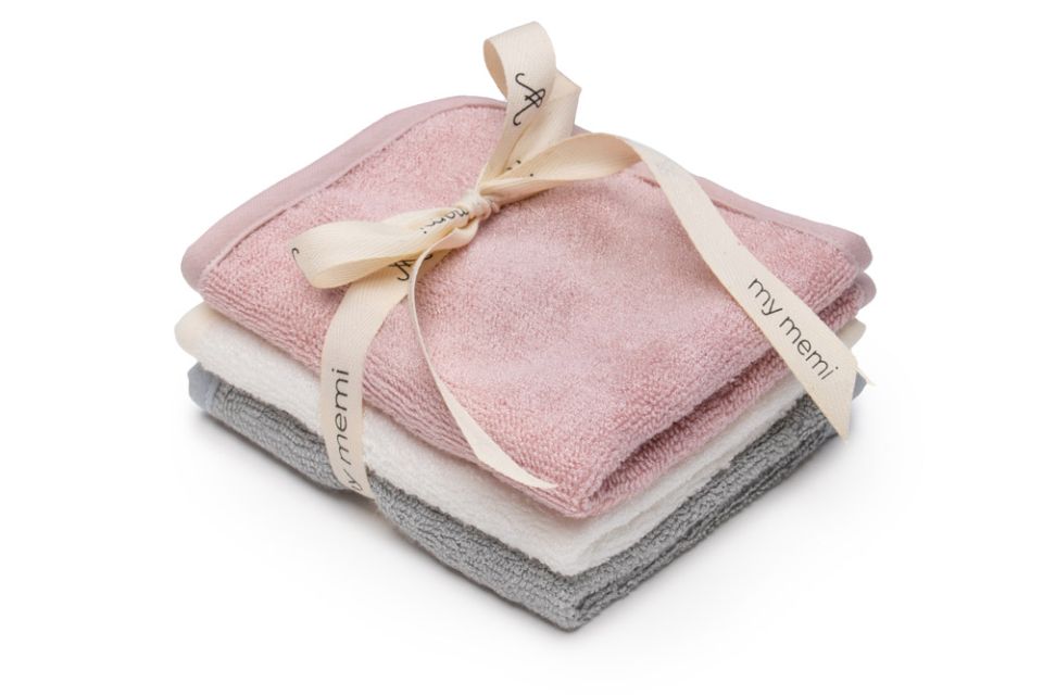 3er-Pack Bambus-Gesichts- / Prall- / Waschhandtücher Powder Pink (Puderrosa) MY MEMI
