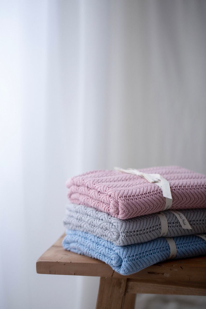 Hellgrau Bambusdecke 80x100 - Feder - MY MEMI