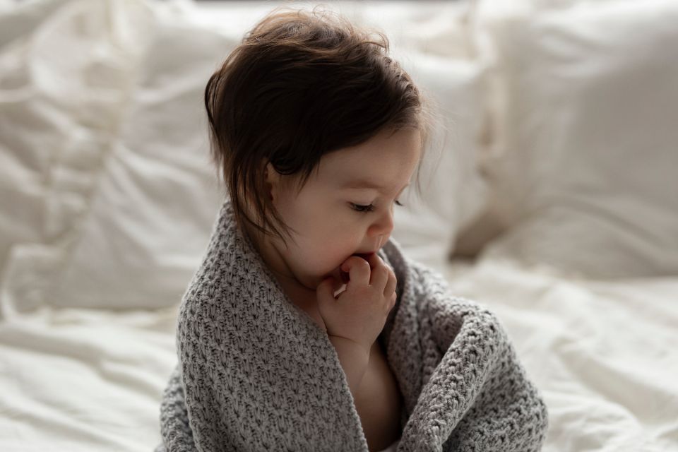 Bambus Decke Light Grey (Hellgrau) 80x100 - Chain MY MEMI