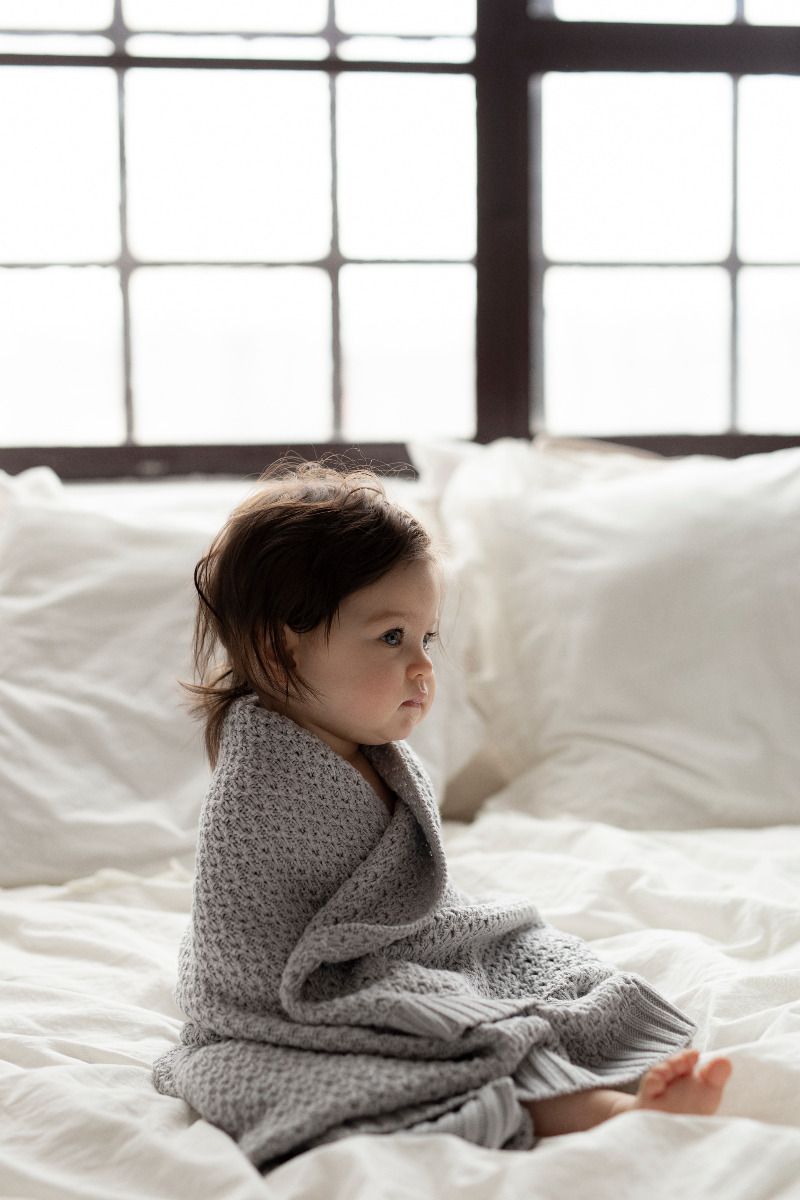 Bambus Decke Light Grey (Hellgrau) 80x100 - Chain MY MEMI