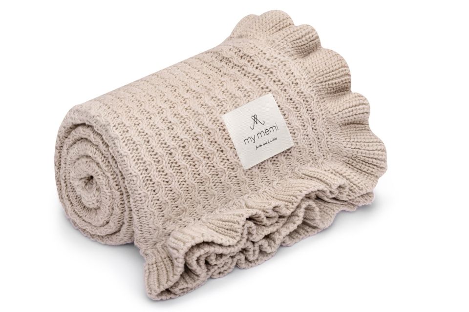 Bambus Decke mit Rüsche 85x105 Light Beige (Hellbeige) MY MEMI