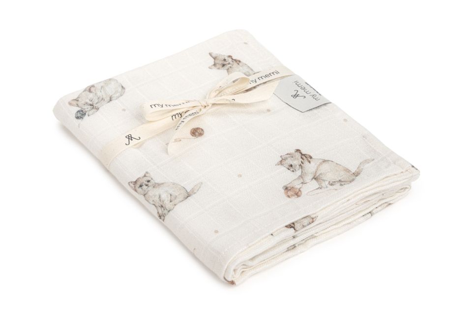 Bambus Musselin Wickel 120x120 - kittens - MY MEMI