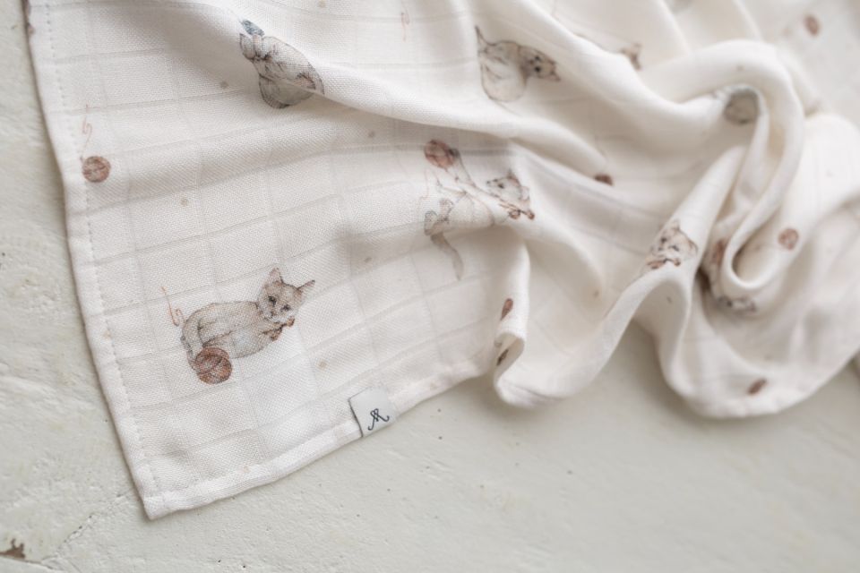 Bambus Musselin Wickel 120x120 - kittens - MY MEMI