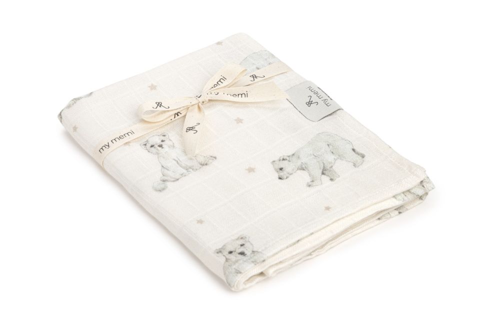 Bambus Musselin Wickel 120x120 - little bears - MY MEMI