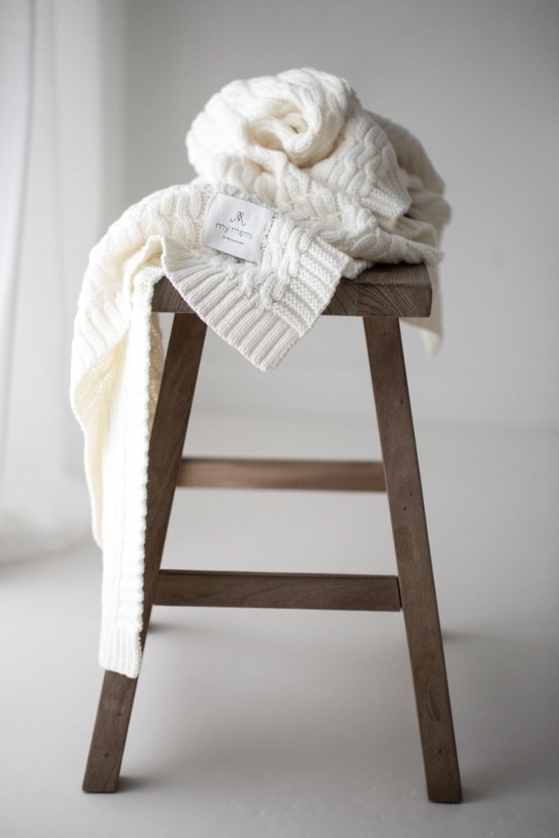 Warme Decke aus 100% Merinowolle Warm Beige –  Premium Collection - MY MEMI