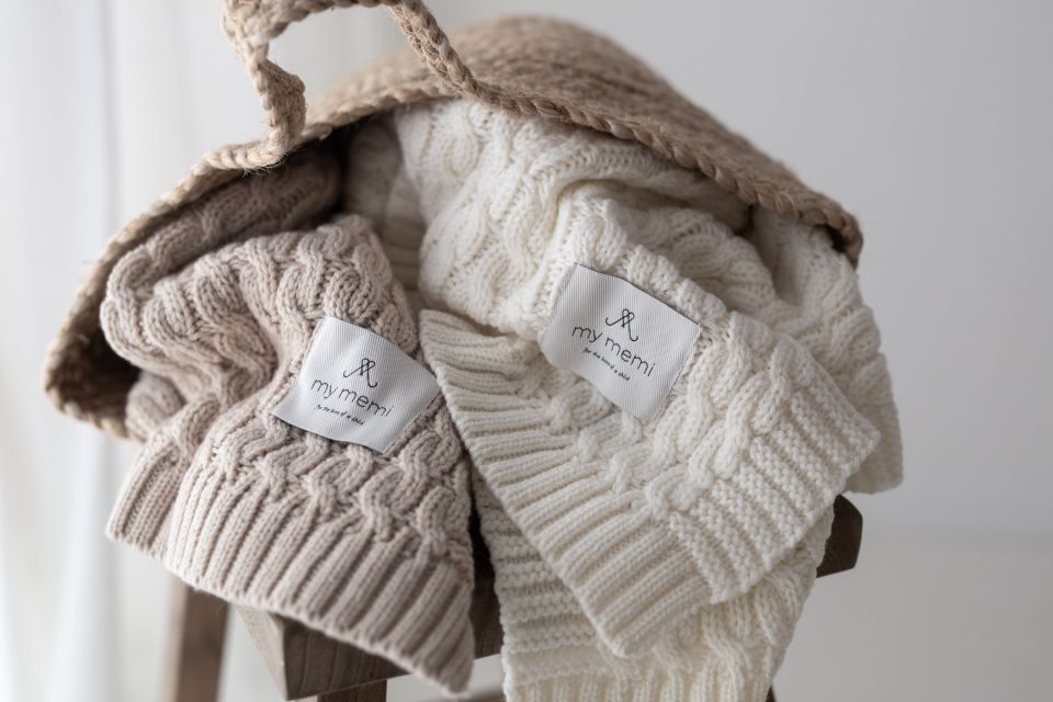Warme Decke aus 100% Merinowolle Warm Beige –  Premium Collection - MY MEMI