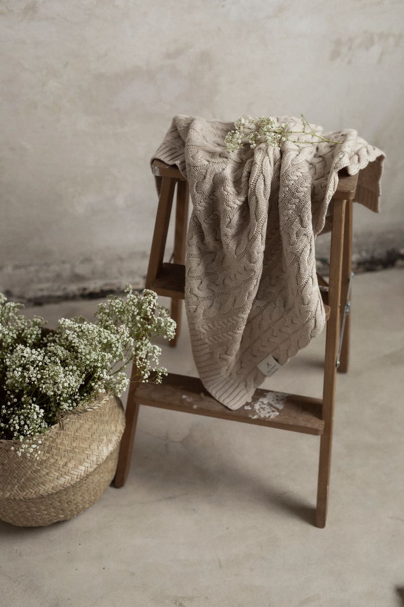 Plaid Decke aus 100% Merinowolle Powder Pink (Puderrosa) – Premium Collection MY MEMI