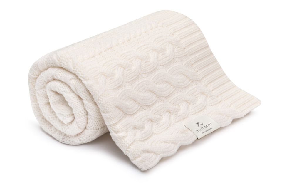 Plaid Decke aus 100% Merinowolle Cream (Creme) – Premium Collection MY MEMI