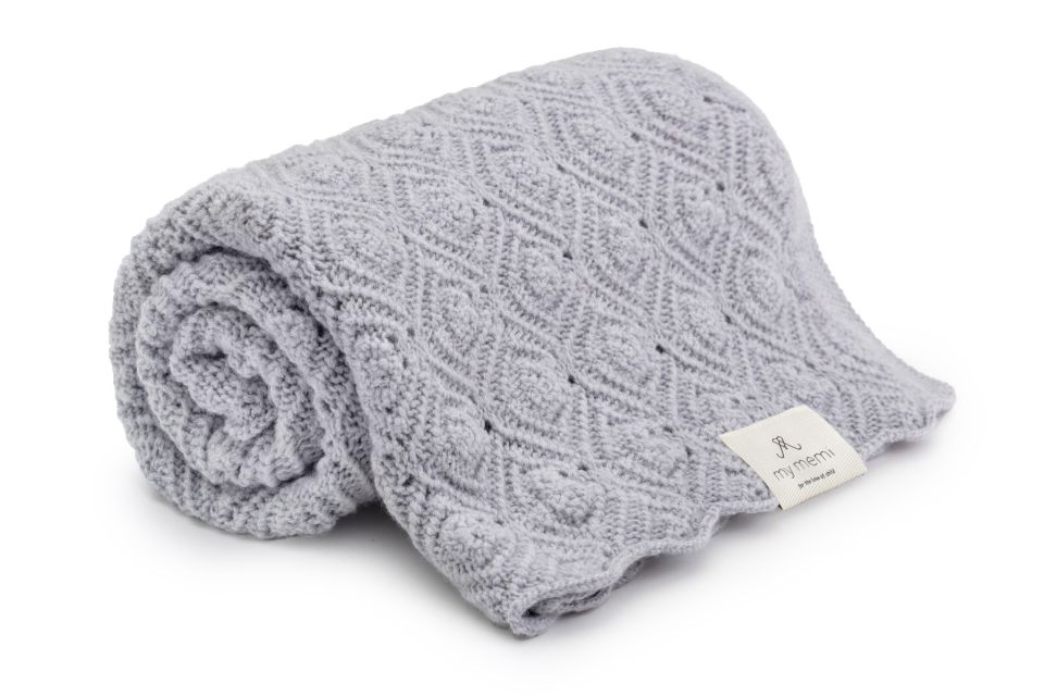 Decke aus 100% Merinowolle Grey (Grau) Pearl – Premium Collection MY MEMI