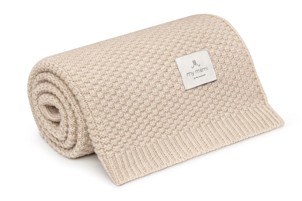Decke aus 100% Merinowolle Warm Beige (Warmes Beige) – Premium Collection MY MEMI