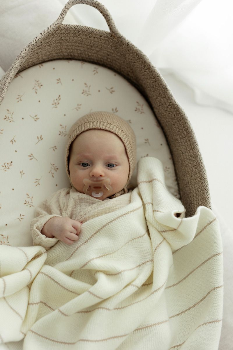 Babydecke aus 100% Merinowolle Cream Lines - Premium Collection