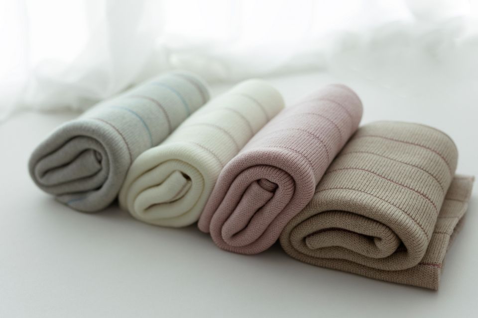 Babydecke aus 100% Merinowolle Cream Lines - Premium Collection