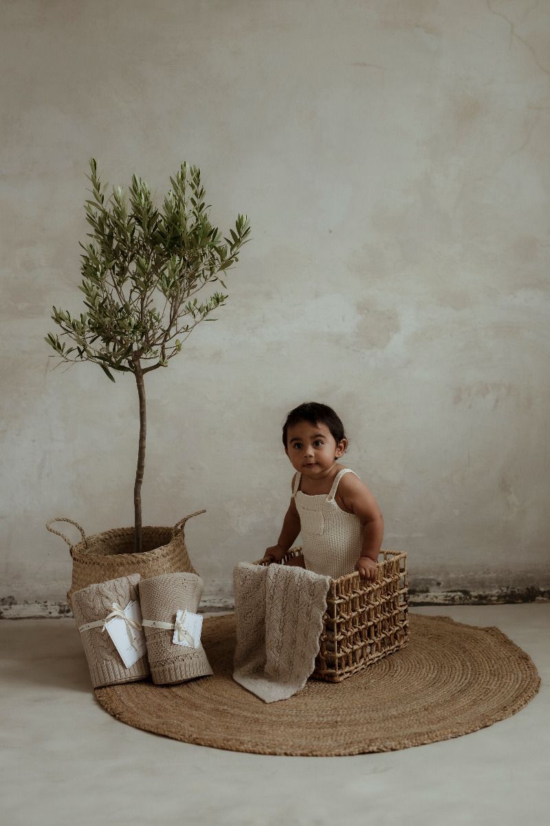 Decke aus 100% Merinowolle Cream (Creme) Pearl – Premium Collection MY MEMI