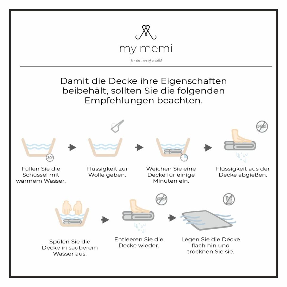 Decke aus 100% Merinowolle Powder Pink – Premium Collection MY MEMI