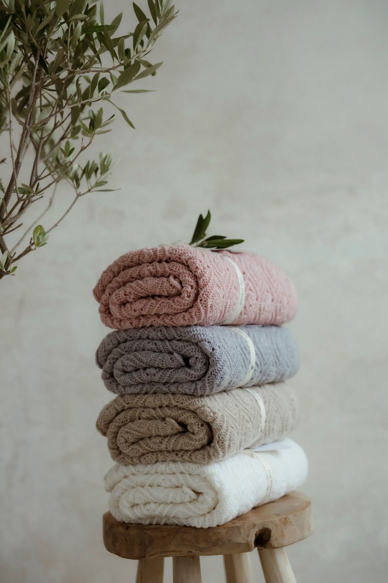 Decke aus 100% Merinowolle Grey (Grau) Pearl – Premium Collection MY MEMI