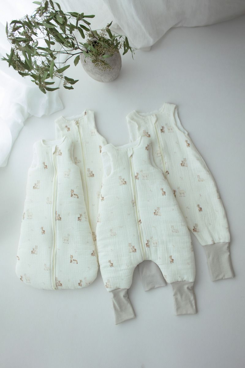 Bio Baumwolle Musselin Babyschlafsack mit Beinen 1 - 3 Jahre 1.0 TOG - alpacas