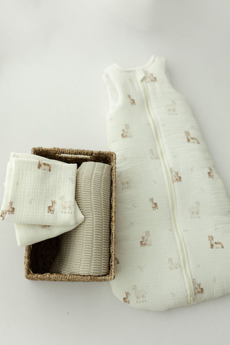 Bio Baumwolle Musselin Babyschlafsack mit Beinen 1 - 3 Jahre 2.5 TOG - alpacas