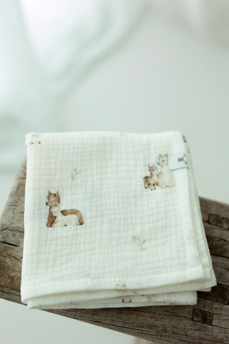 Bio Baumwolle Musselin Windel 60x65 - alpacas