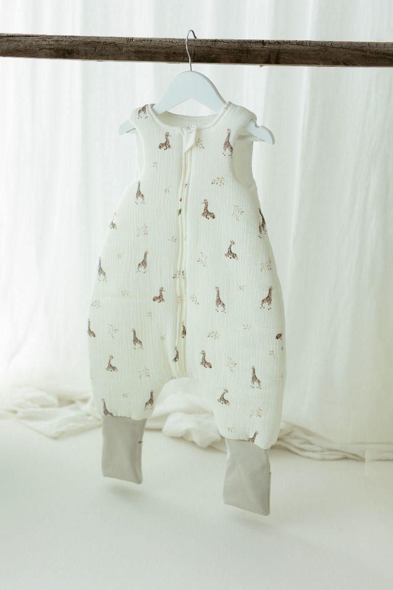 Bio Baumwolle Musselin Babyschlafsack mit Beinen 1 - 3 Jahre 2.5 TOG - giraffes