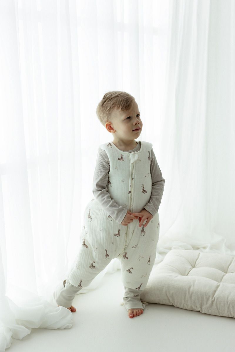Bio Baumwolle Musselin Babyschlafsack mit Beinen 1 - 3 Jahre 2.5 TOG - alpacas