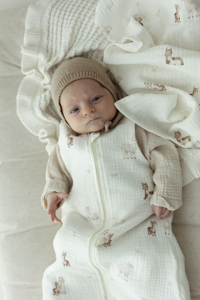 Bio Baumwolle Musselin Babyschlafsack 5 - 18 Monate 1.0 TOG - alpacas