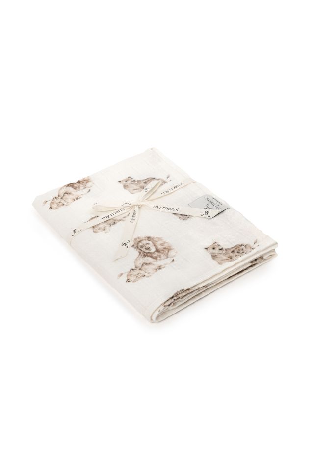 Bambus Musselin Wickel 120x120 - lions 