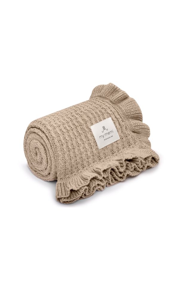 Bambus Babydecke mit Rüsche 85x105 Beige