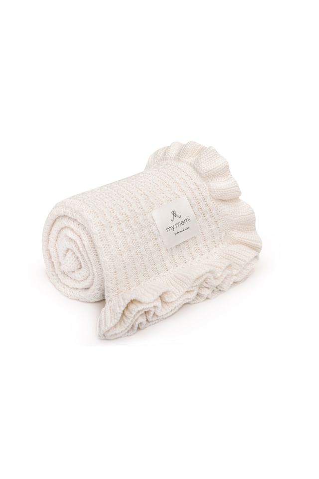Bambus Babydecke mit Rüsche 85x105 Cream