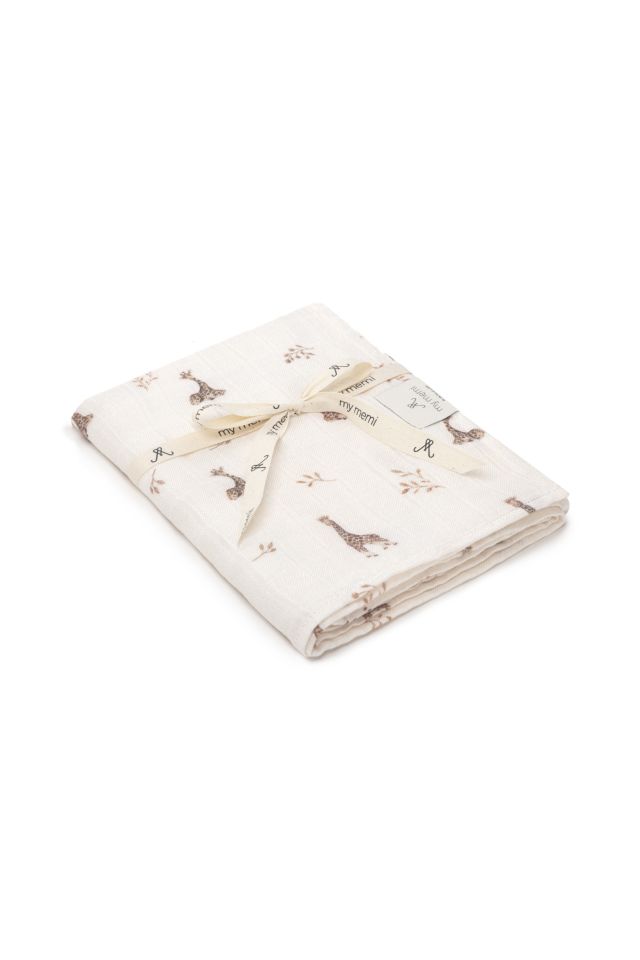 Bambus Musselin Wickel 120x120 - giraffes