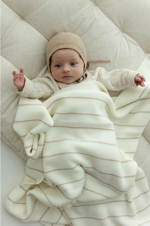 Babydecke aus 100% Merinowolle Cream Lines - Premium Collection