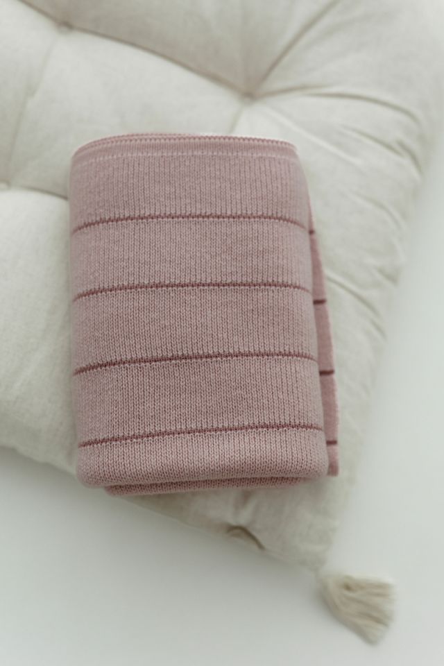 Babydecke aus 100% Merinowolle Powder Pink Lines - Premium Collection