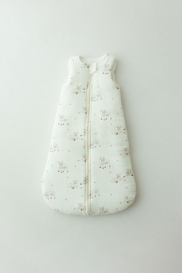 Bio Baumwolle Musselin Babyschlafsack 5 - 18 Monate 2.5 TOG - little sheeps