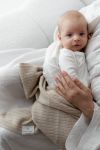 Decke aus 100 % Merinowolle Warm Beige in Streifen – Premium-Kollektion - MY MEMI